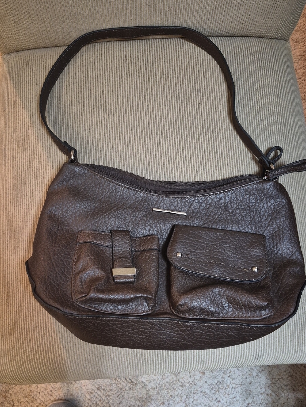 Jaclyn Smith Dark Brown Textured Shoulder Bag